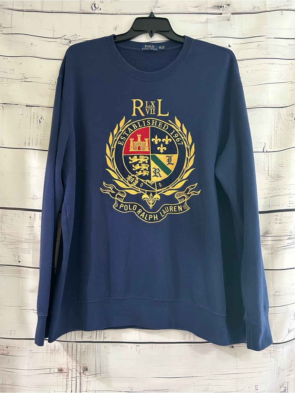 Polo Ralph Lauren | Men's Embordered Logo Crest Sweatshirt Navy Blue Size XXL